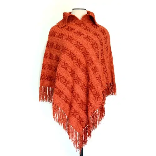 bundle of two, flower chenille poncho, comes in two colors, blue and orange