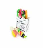 Boxed Balsa Crayon Bundle with different hand-carved and painted tropical animals