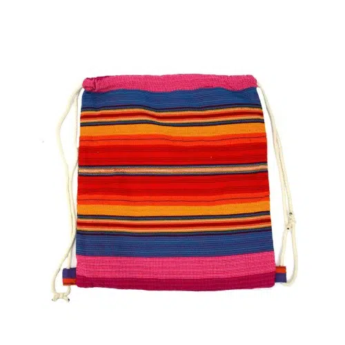 color striped fabric drawstring bag