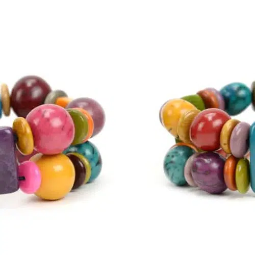 These colorful beads make the multi plaque bracelet.