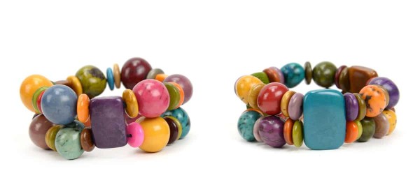 These colorful beads make the multi plaque bracelet.