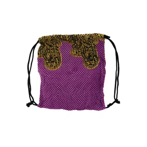 Purple and gold accent drawstring bag