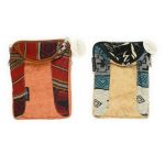 Tribal pattern bags in tangerine with red and tan with grey