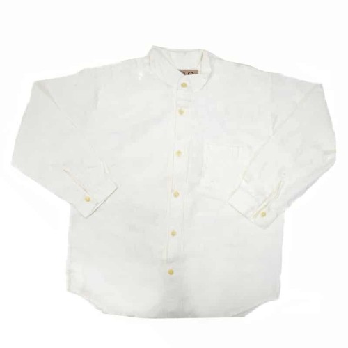 A white button down shirt, made out of cotton