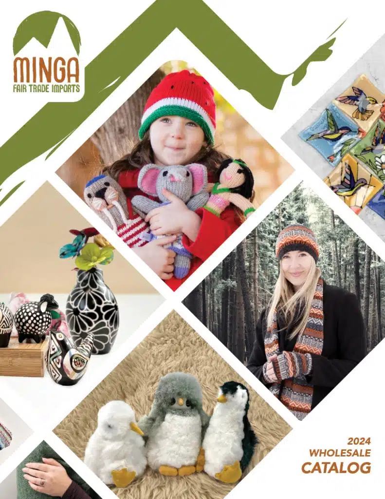 Minga 2024 Catalog Cover Featuring Various Fair Trade Products