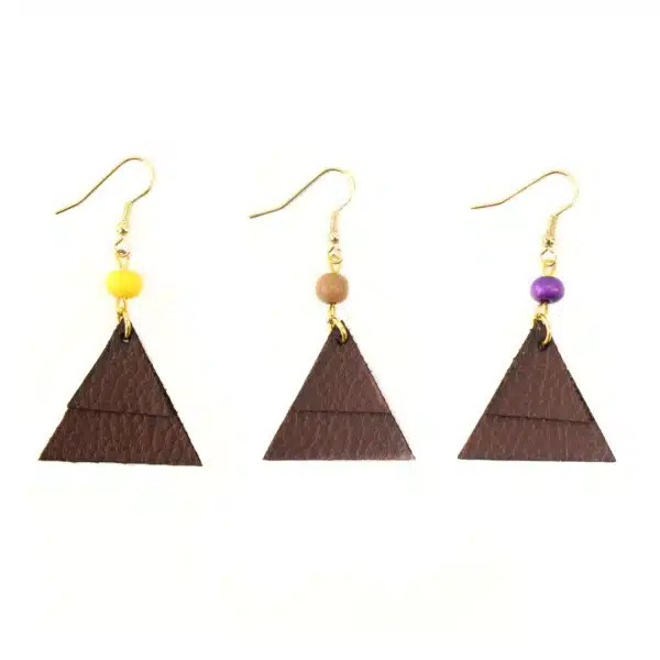 Tagua & Leather Triangle Earring