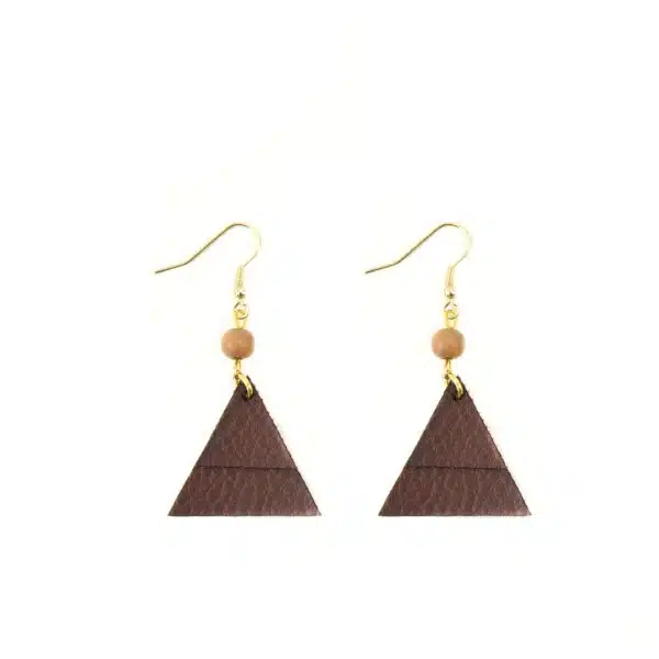 Tagua & Leather Triangle Earring - Image 3