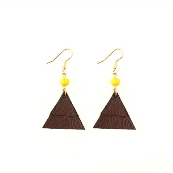 Tagua & Leather Triangle Earring - Image 2