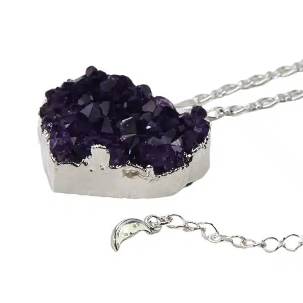 Druzy Amethyst Heart Necklace - Image 3