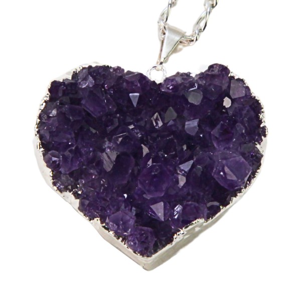 Druzy Amethyst Heart Necklace - Image 2