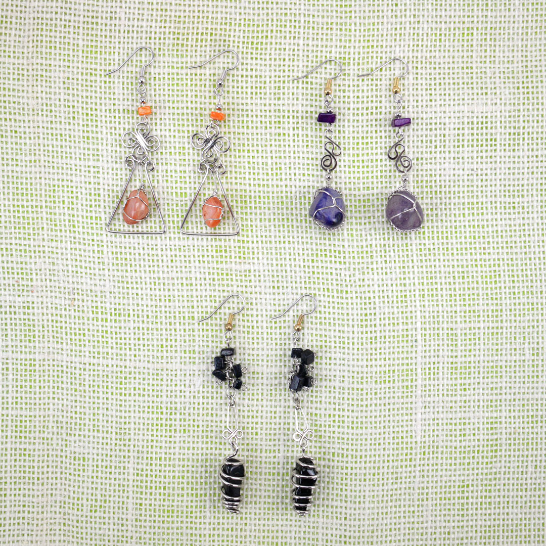 Tumbled Stone Earrings Bundle of 3