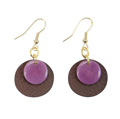 Tagua & Leather Circle Earring