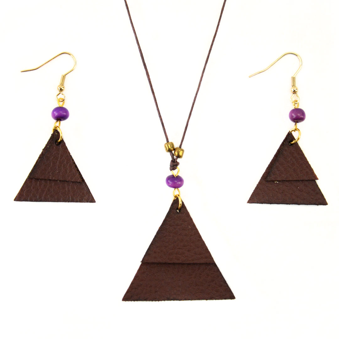 Tagua and Leather Triangle Set