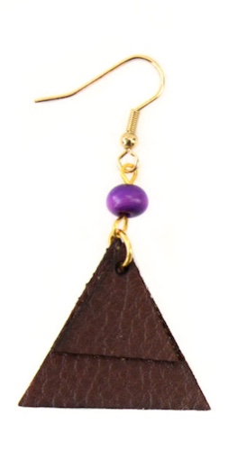 Tagua & Leather Triangle Earring