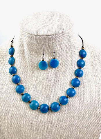 Tagua Dots Necklace Earring Set