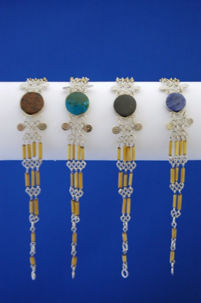 Bamboo Style Stone Bracelet