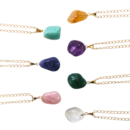 Golden Tumble Gemstone Necklace