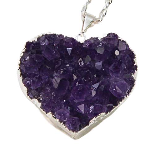 Druzy Amethyst Heart Necklace
