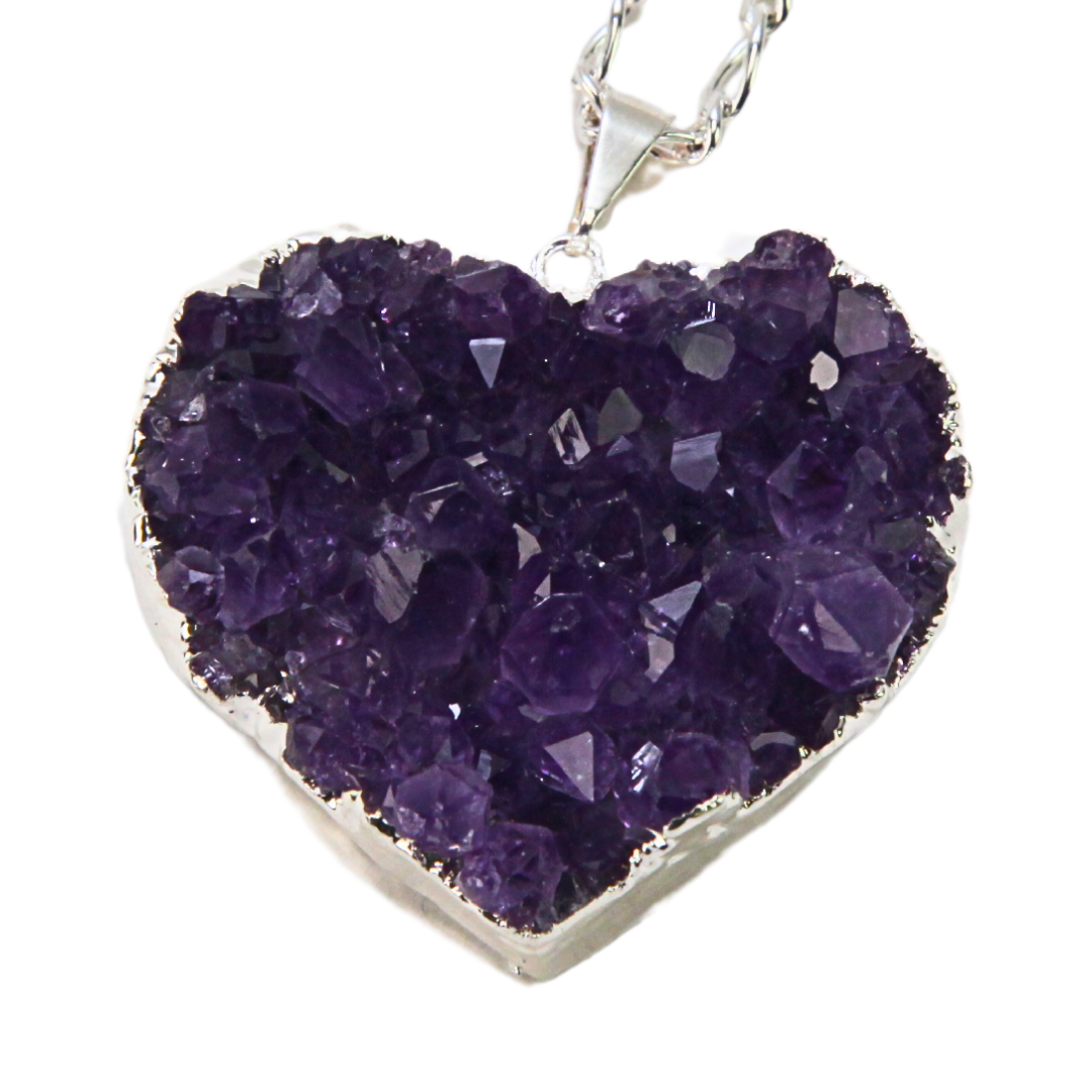 Druzy Amethyst Heart Necklace