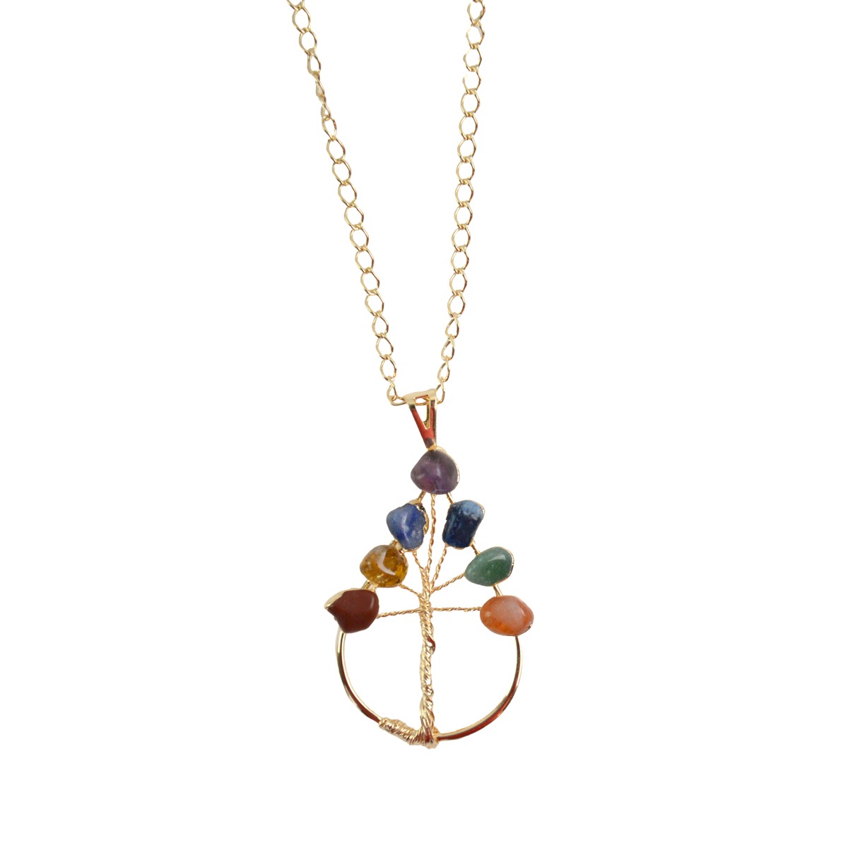 7 Stones Chakra Tree of Life Necklace