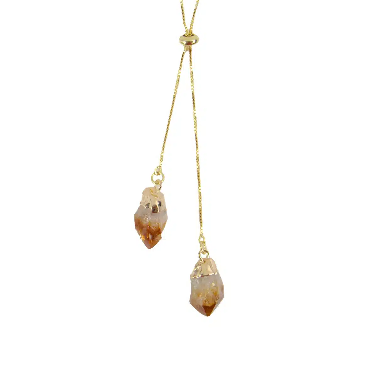 Double Gemstone Lariet Necklace
