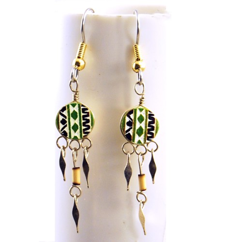 Burned Button Earrings