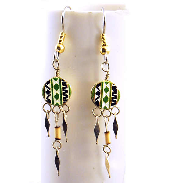 Burned Button Earrings