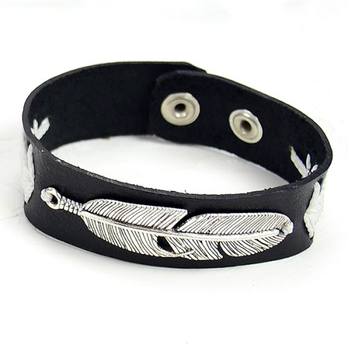 Leather Feather Bracelet
