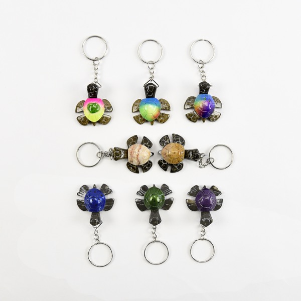 Marble/Onyx Turtle Keychain