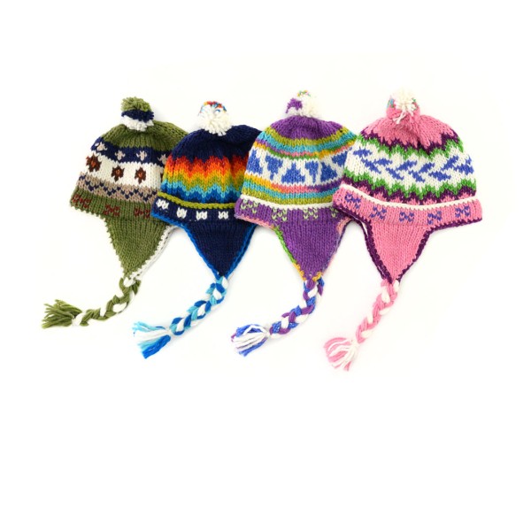 Kid's Cotton/Wool Knit Earflap Hat