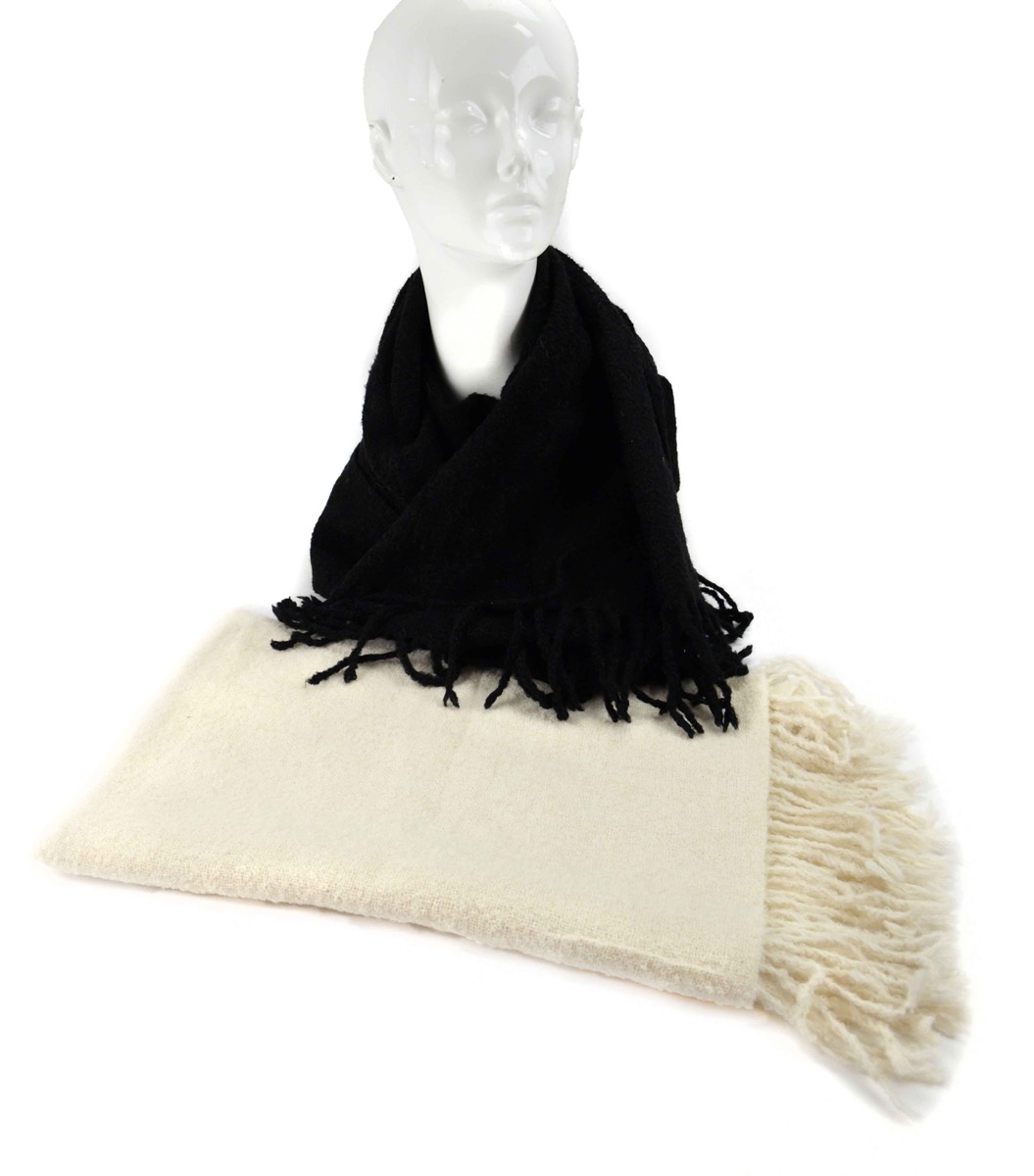 Hand loomed woven alpaca bouclet shawl
