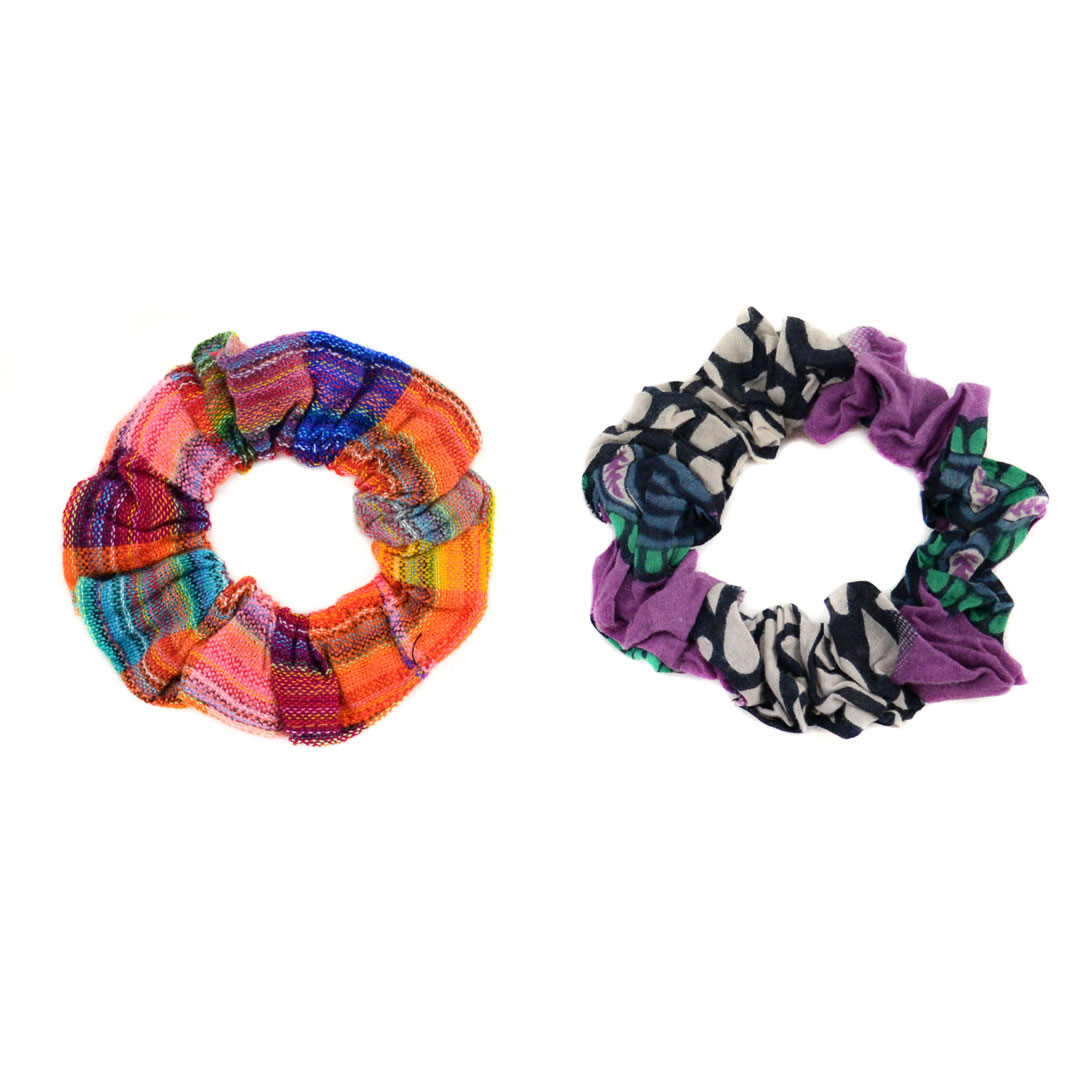 Colorful Recycled Fabric Scrunchies