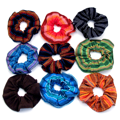 Colorful Recycled Fabric Scrunchies