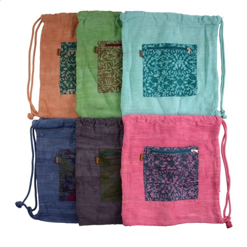 Dyed Cotton Drawstring Backpack