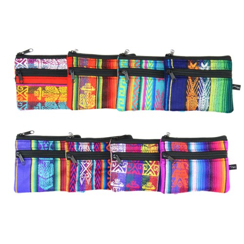 Fabric Double Zip Coin Pouch