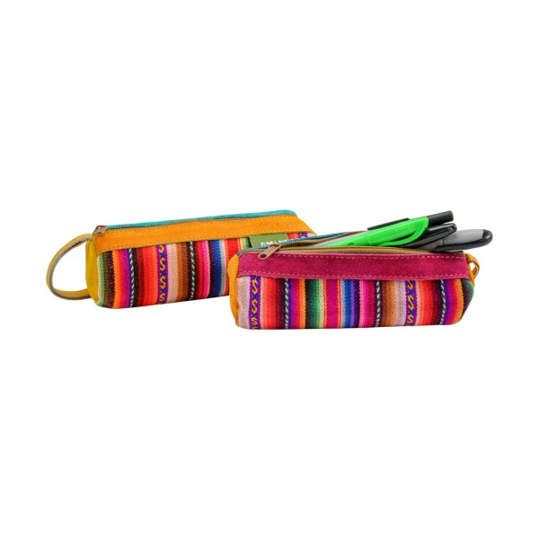 Suede Trimmed Pencil Case