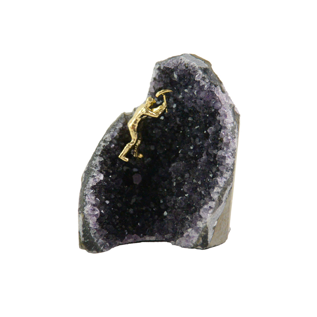 Amethyst Druzy with Miner Figurine