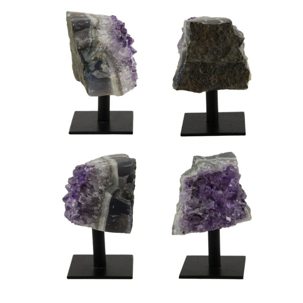 Raw Druzy Amethyst on Metal Stand