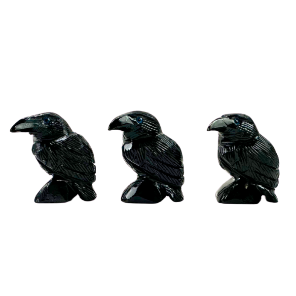 Black Onyx Hand-carved Raven - 1.5