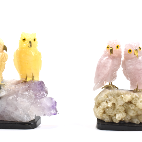 Semi-Precious Stone Owl Pair