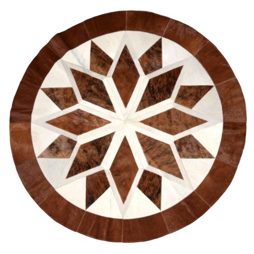 Artisanal Brazilian Leather Starburst Round Rug – 63"