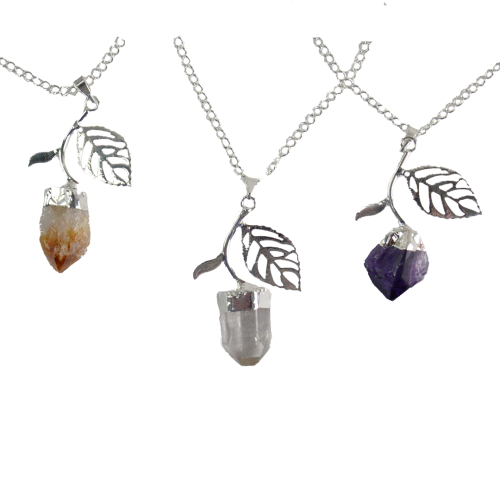 Gemstone Leaf Necklace
